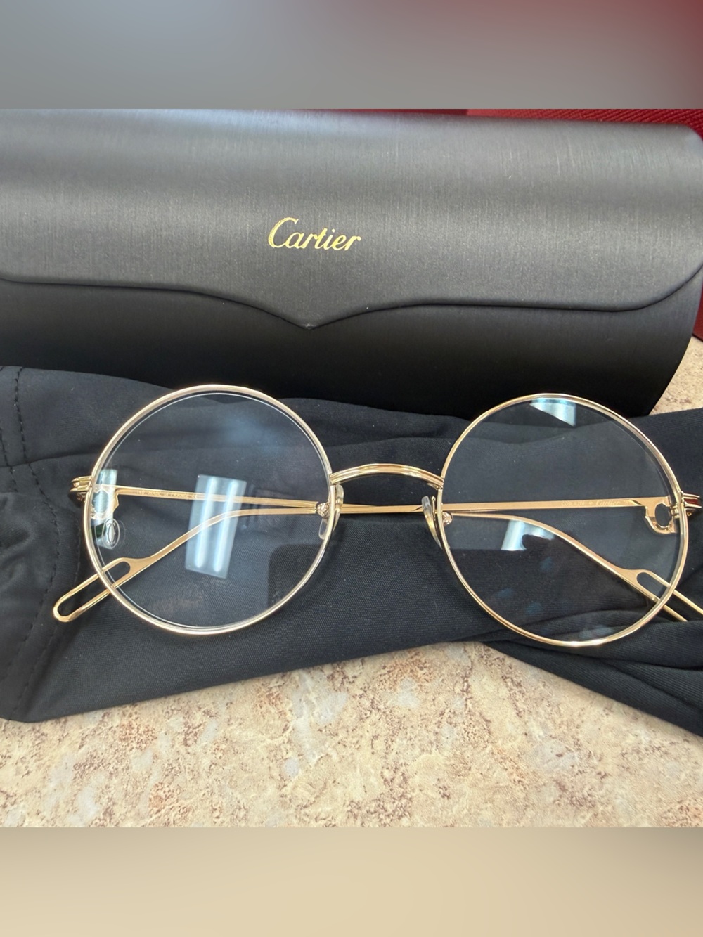 Cartier Round Gold Metal Frame Women's Eyeglasses new full set